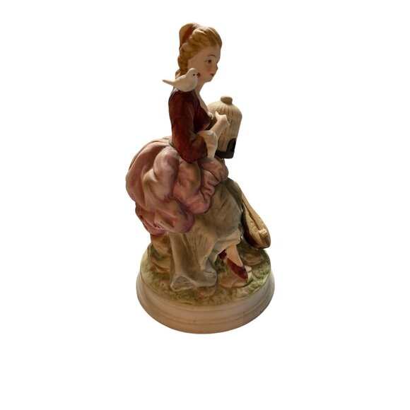 Andrea by Sadek Porcelain Figurine Lady Birdcage Mandolin Rococo Style Vintage - Picture 4 of 6